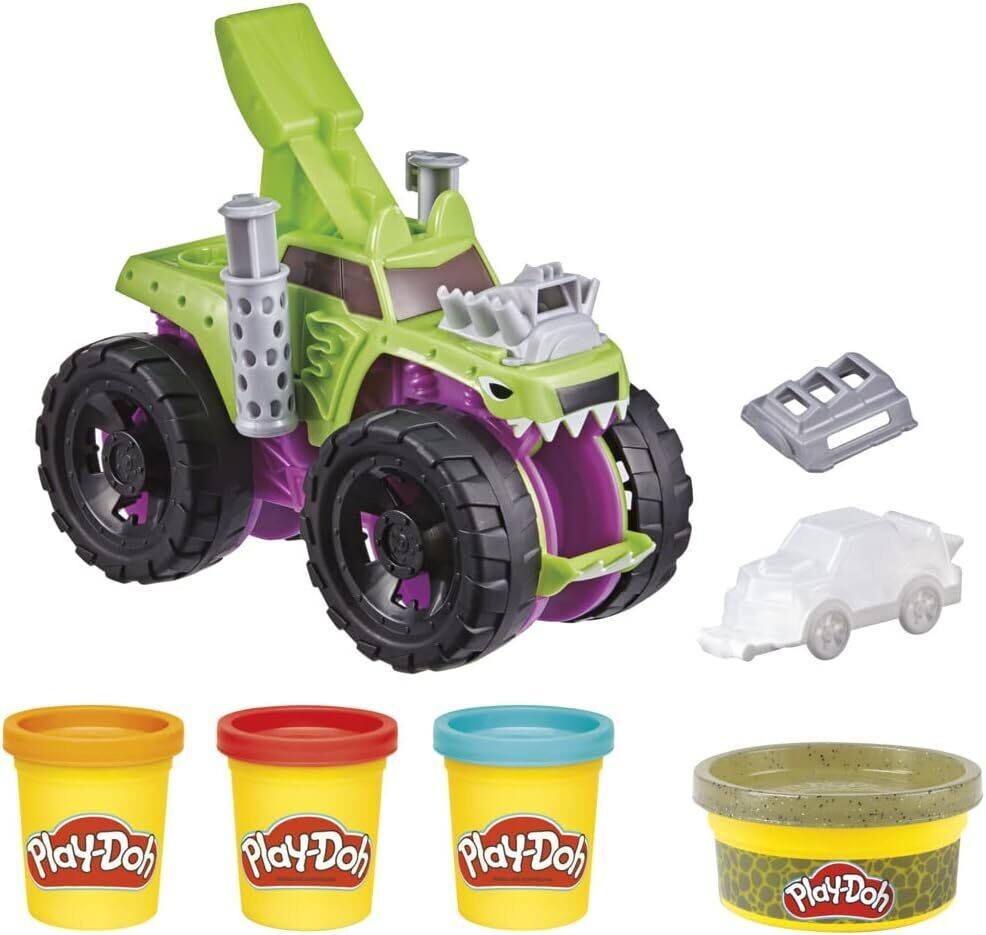 Play-Doh Wheels Monster Truck 4 pots de pâtes, camion, accessoires, dès 3 ans