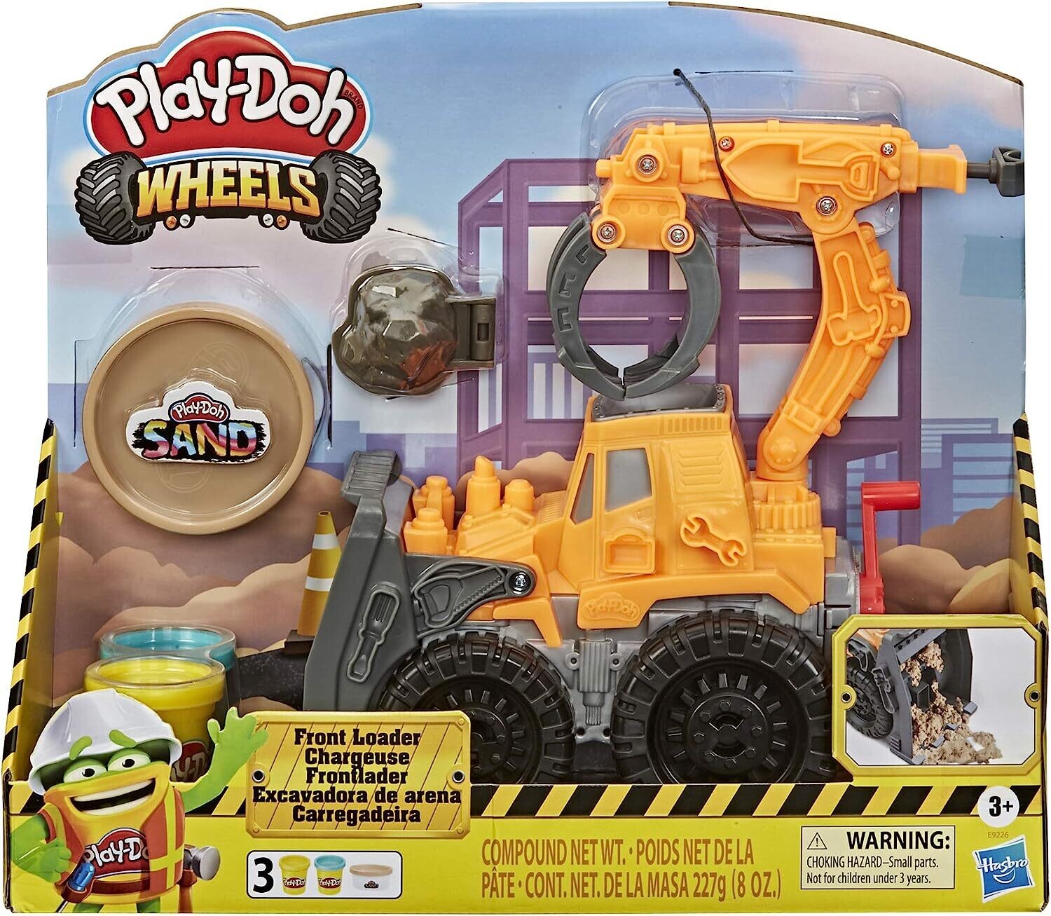 Play-Doh Wheels Chargeuse voiture, 2 pots de pâte, sable, moule, dès 3 ans
