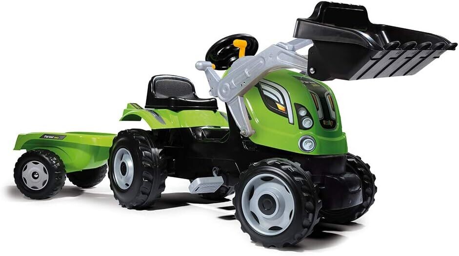 Smoby Tracteur à pédales Farmer Max vert avec remorque