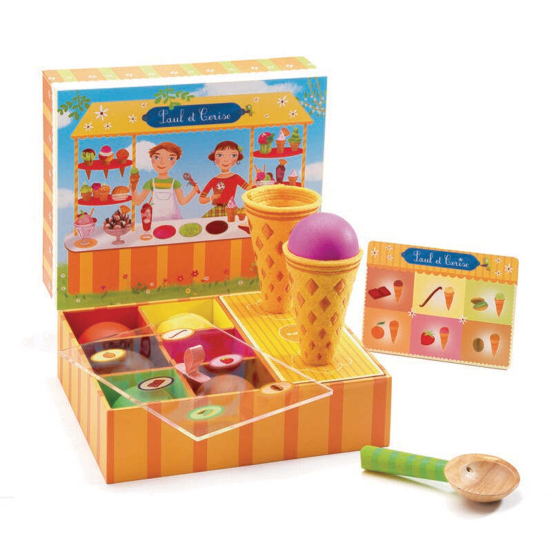 Jouets d'imitation en bois les glaces de Paul et Cerise, dinette Djeco