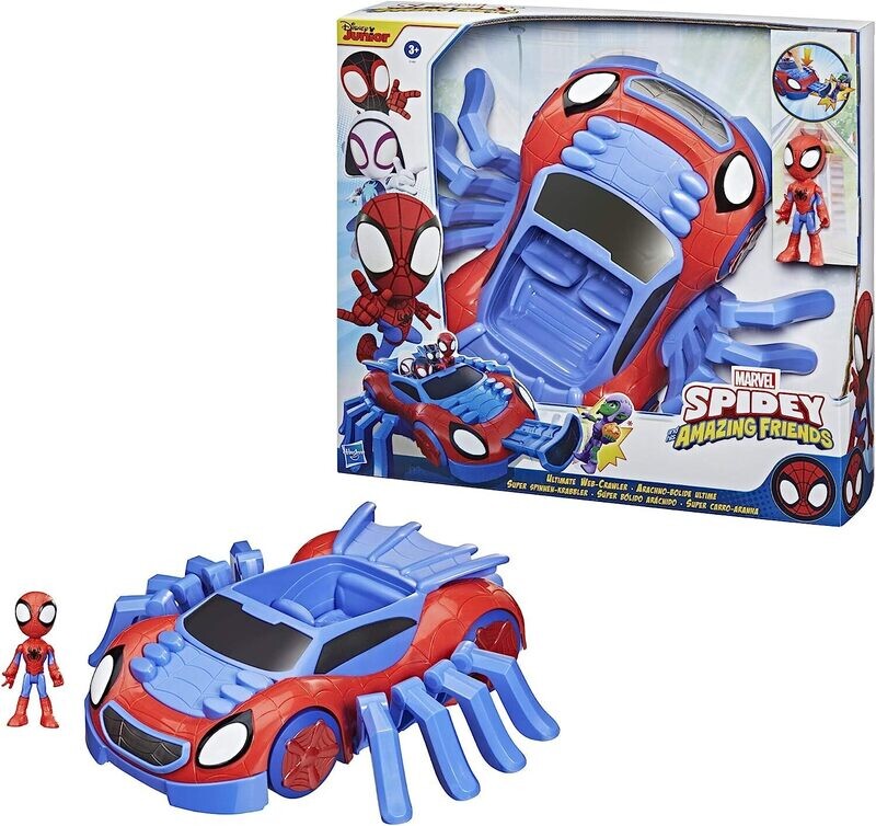 Spiderman Spidey Arachno- Bolide, figurine, véhicule convertible 2 en 1, dès 3 ans