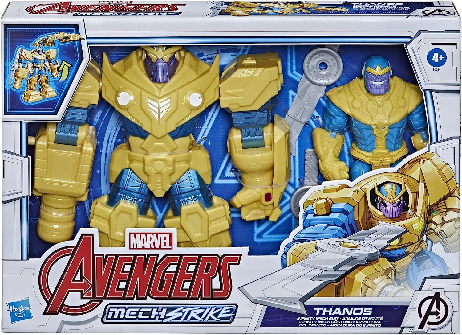 Avengers Mech Strike Thanos avec armure Infininty Mech, 2 figurines, dès 4 ans