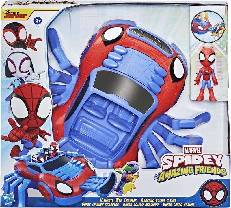 Spiderman Spidey Arachno- Bolide, figurine, véhicule convertible 2 en 1, dès 3 ans