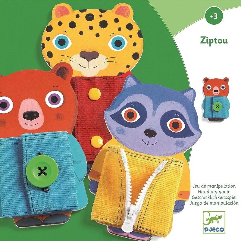 Ziptou Jeu de manipulation en bois Djeco, motricité fine