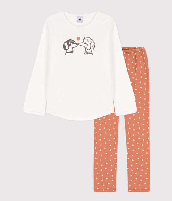 Pyjama petite fille en coton imprimé chiens amoureux Petit Bateau
