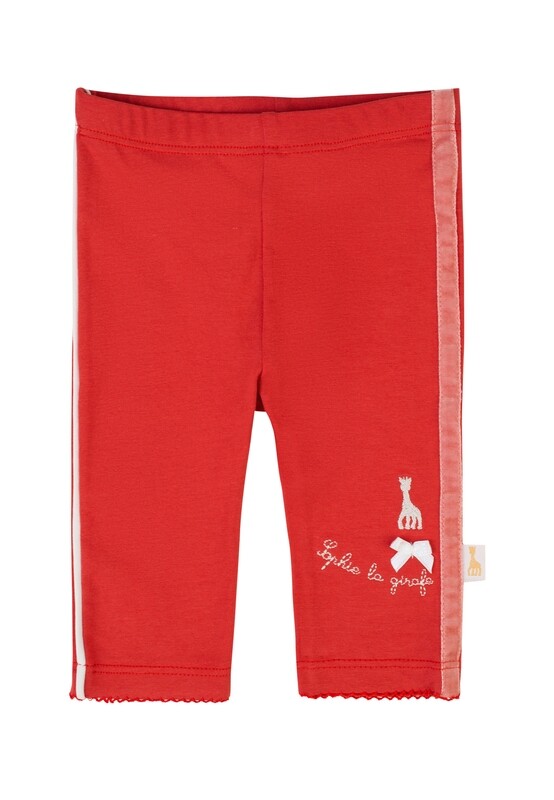 Leggings en  jersey rouge carmin avec ruban en velours sur la bordure, Sophie la Girafe
