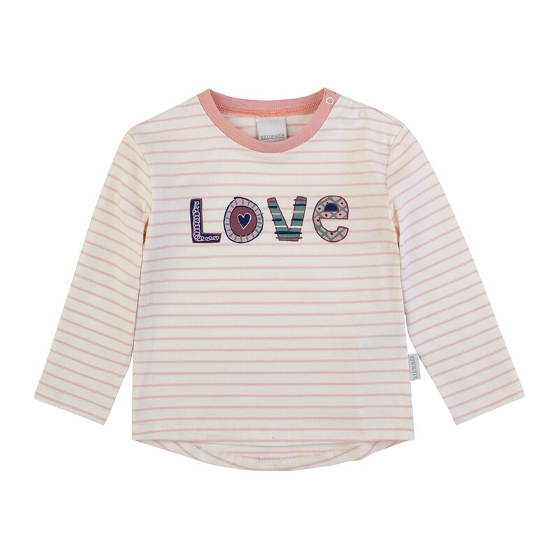 Pull manches longues rayé rose poudré imprimé LOVE