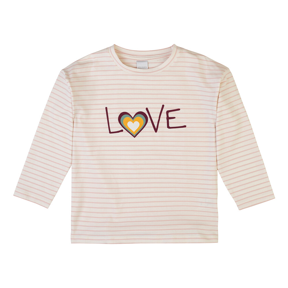 Pull rayé, écru et rose poudré, imprimé LOVE