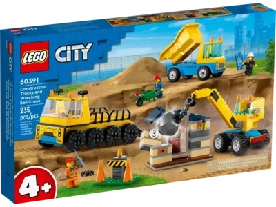 Les camions de chantier et la grue à boule de démolition, Lego City, 235 pcs., dès 4 ans