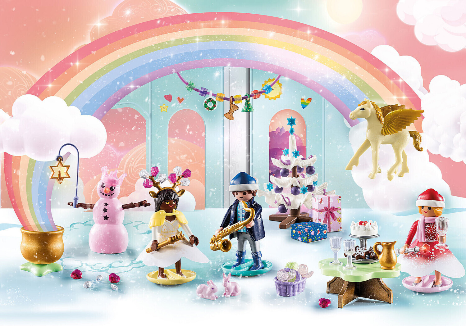Playmobil Calendrier de l&#39;Avent - Arc-en-ciel, à partir de 4 ans, 24 surprises pour attendre Nöel avec décor
