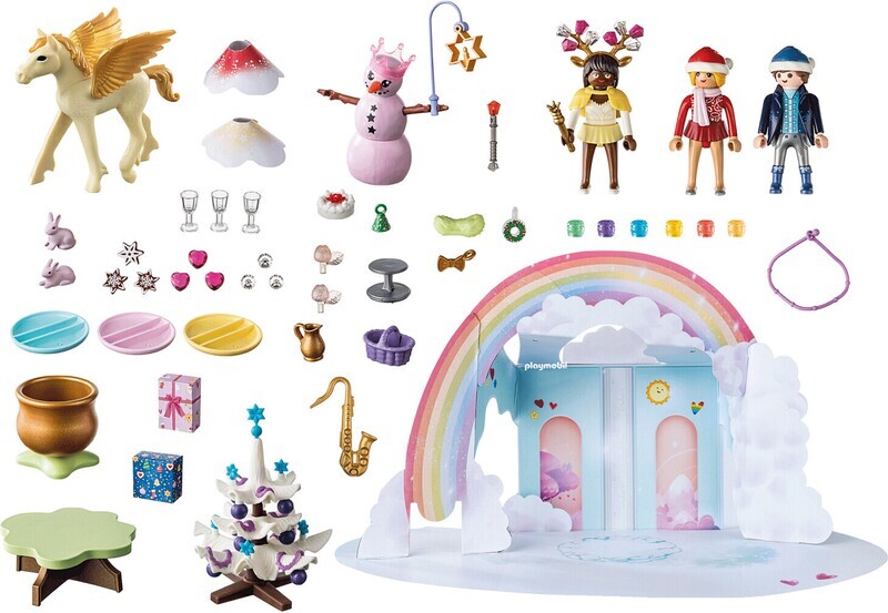 Playmobil Calendrier de l'Avent - Arc-en-ciel, à partir de 4 ans, 24 surprises pour attendre Nöel avec décor