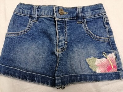 Short jeans imprimé fleur tropicale