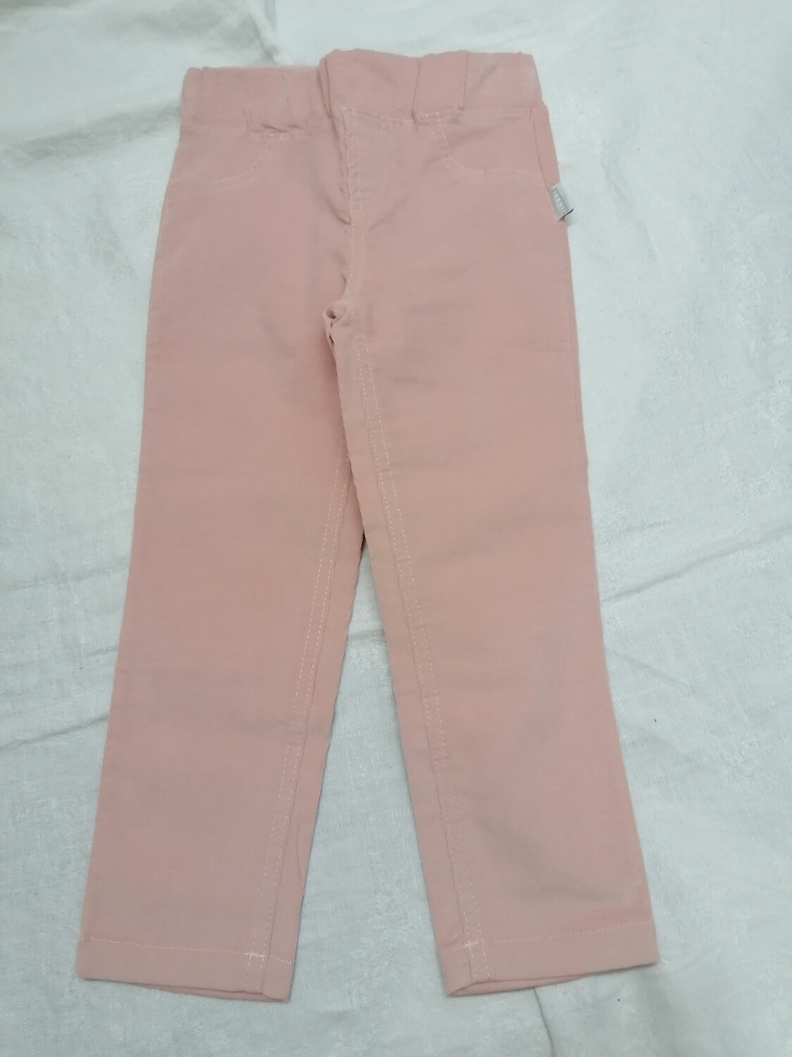Pantalon rose poudré en velours côtelé fin