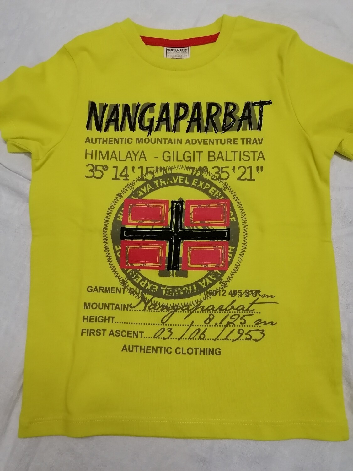 T-shirt jaune vif imprimé Nangaparbat