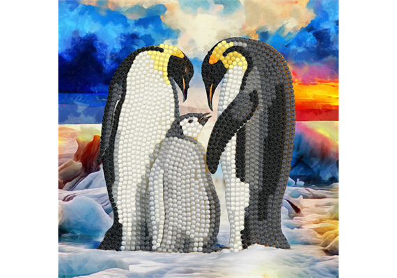 Famille de pingouin , 18x18cm Crystal Art Card