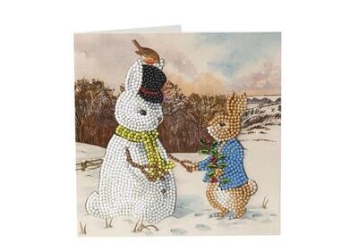 Pierre et le lapin des neiges, carte 18x18cm Crystal Art