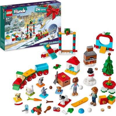 LEGO Friends Le Calendrier de l’Avent 2023, avec 24 Cadeaux Surprises Dont 8 Figurines d'animaux, 2 Mini-Poupées et des Jouets Festifs, Cadeau de Noël