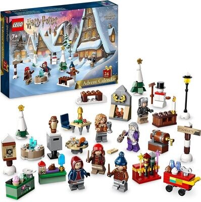 LEGO Harry Potter Le Calendrier de l’Avent 2023, avec 24 Cadeaux Dont 18 Sets du Village de Pré-au-Lard et 6 Minifigurines, Jouets de Noël