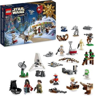 LEGO Star Wars Le Calendrier de l’Avent 2023, avec 24 Cadeaux de Nöel dont 9 Personnages, 10 Jouets de Véhicules et 5 Mini-Modèles Emblématiques, Cadeau de Noël