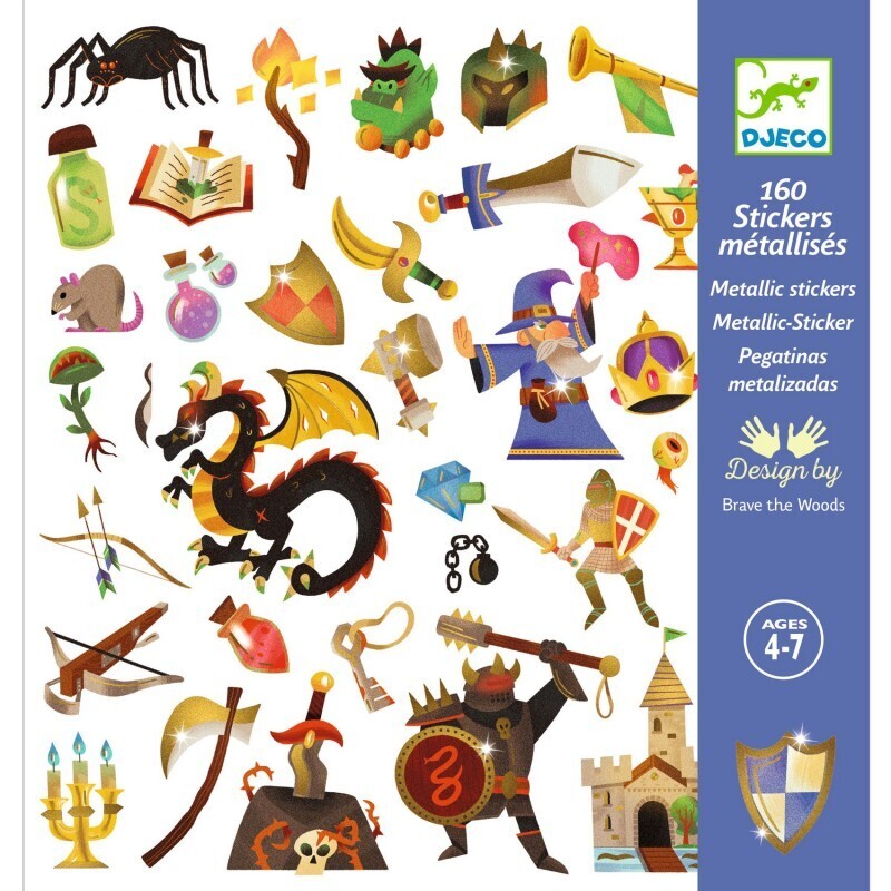 Stickers Métallisés – Médiéval chevalier  Fantastique, Djeco