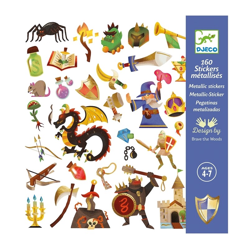 Stickers Métallisés – Médiéval chevalier  Fantastique, Djeco
