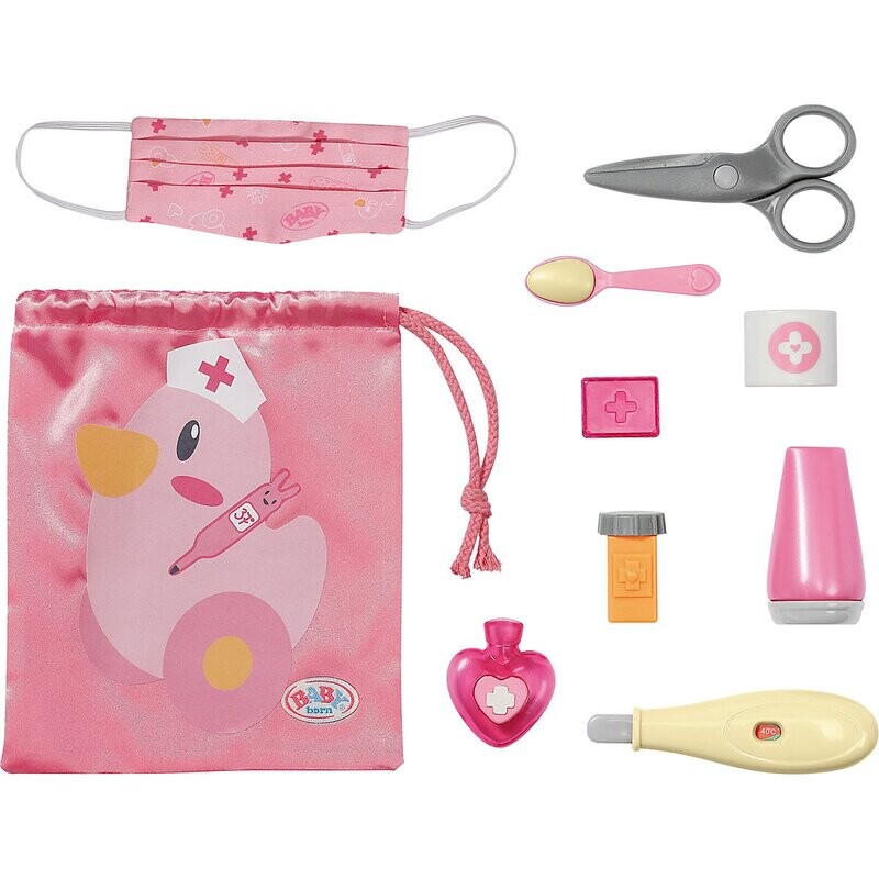 Baby Born Set de premiers secours, masque, ciseaux, thermomètre, etc. pour poupée