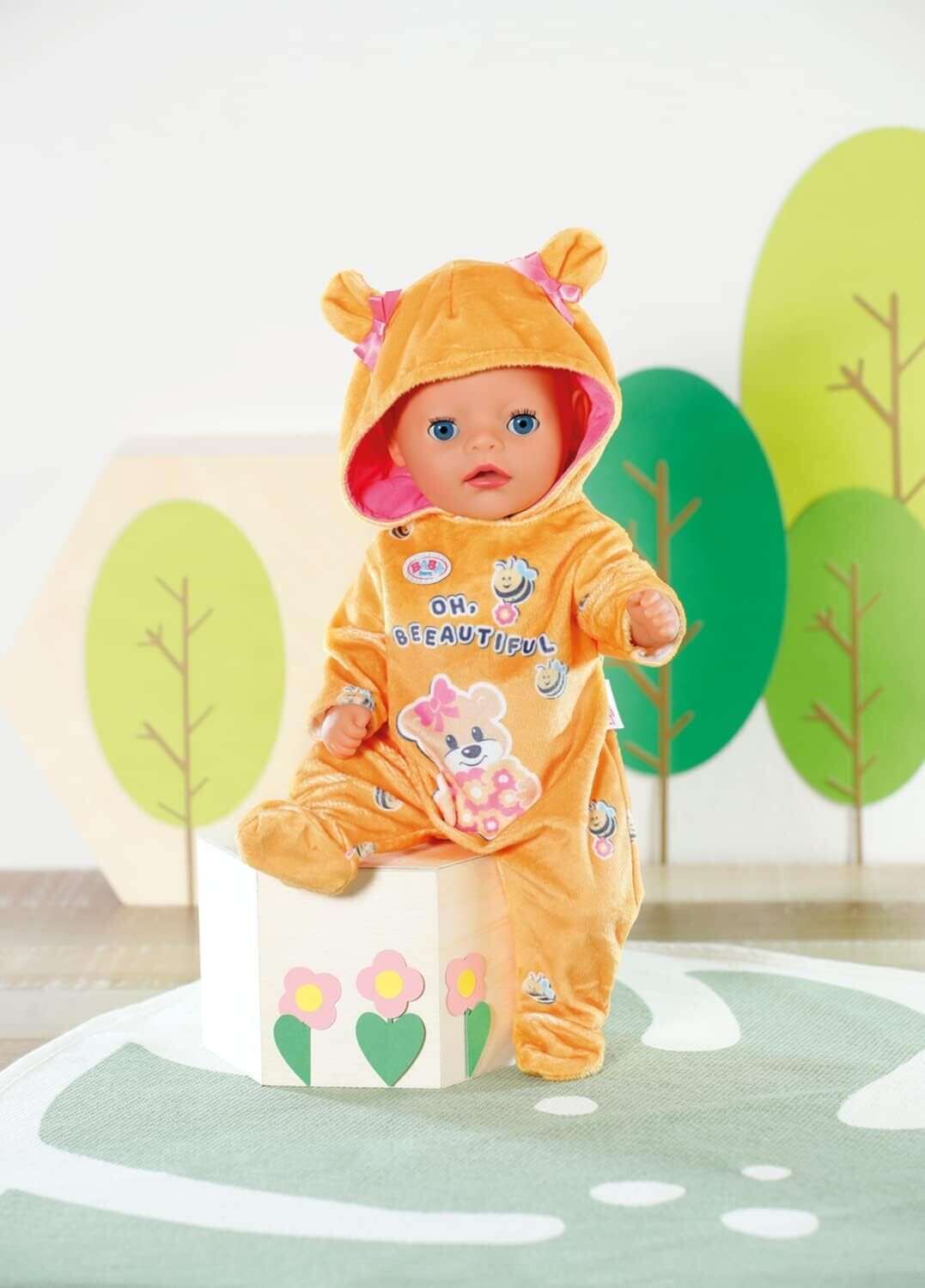 BABY born Little Grenouillère combi pyjama pour poupées qui mesurent jusqu’à 36cm - Matière très douce avec 1 capuche & 1 cintre - Convient aux enfants dès 2 ans+