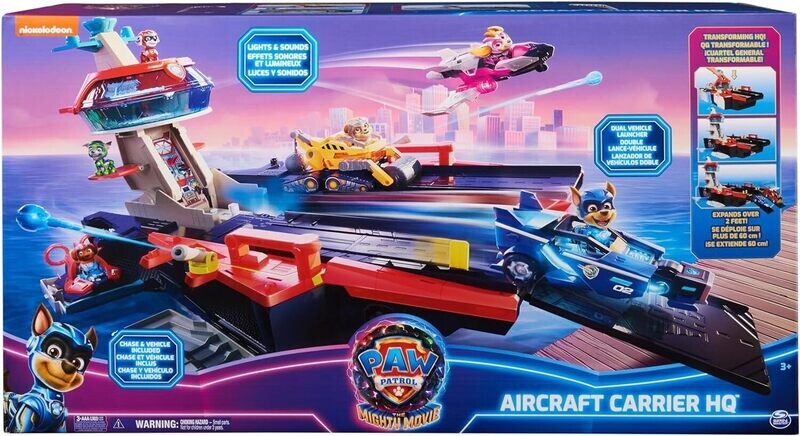 Paw Patrol Pat Patrouille LA Super Patrouille Le Film - Quartier Général Marine La Pat Patrouille The Mighty Movie - Voiture Figurine À Collectionner