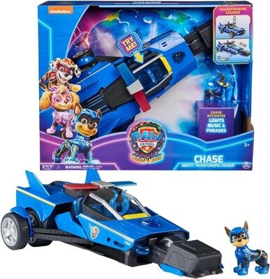 Paw Patrol Pat Patrouille Le Film - Véhicule Deluxe Chase The Mighty Movie - Voiture Figurine À Collectionner - Sons Et Lumières