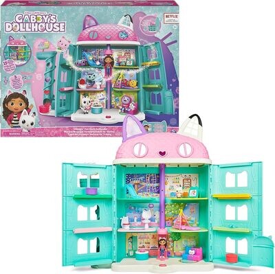 Gabby et la maison magique - Gabby&#39;s Dollhouse - Maison de Poupée Interactive Avec 2 Figurines + 15 Accessoires - Reproduis Les Aventures De Ton Dessin Animé Préféré