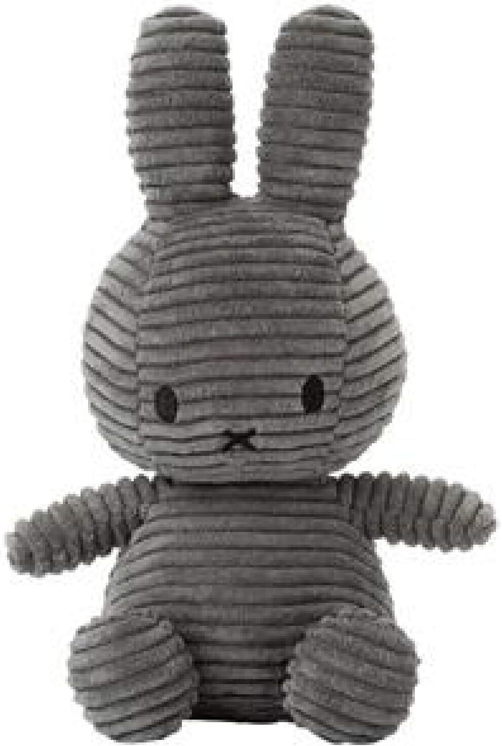 Miffy peluche lapin gris en velours corduroy 70 cm