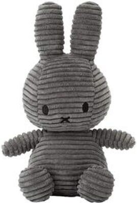 Miffy peluche lapin gris en velours corduroy 70 cm