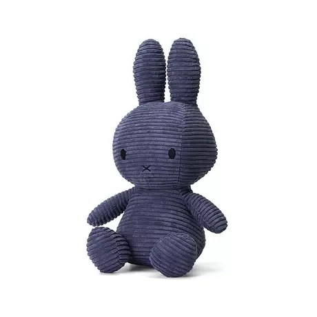 Miffy peluche lapin bleu en velours corduroy 50 cm