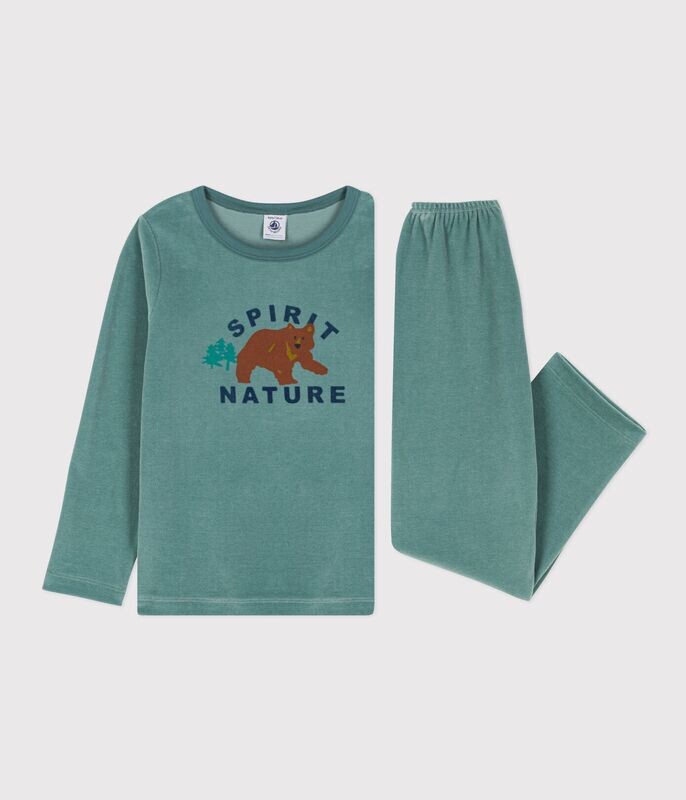Pyjama petite fille/petit garçon en velours imprimé ours, Spirit Nature Petit Bateau