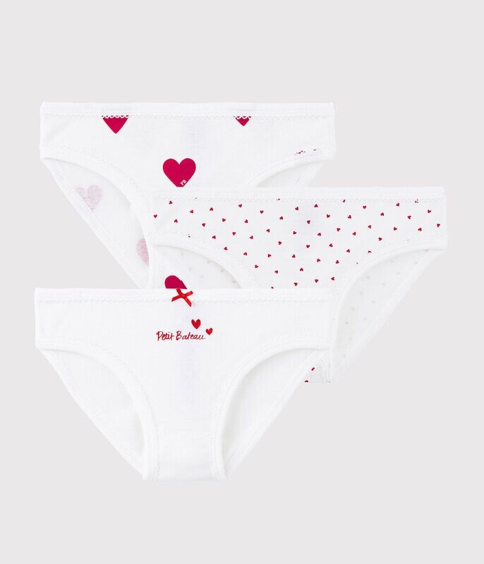 Lot de 3 culottes (slip) coeurs Petit Bateau