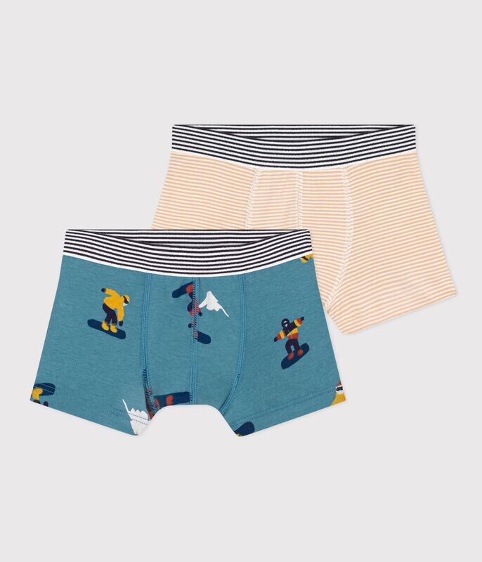 Lot de 2 boxers snowboard en coton petit garçon Petit Bateau