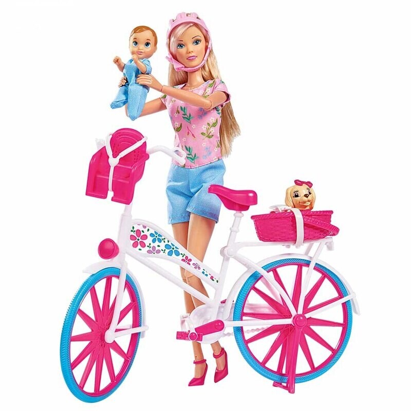 Poupée Steffi Love avec son vélo et son bébé
