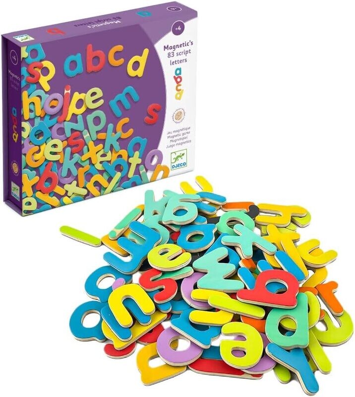 DJECO  Lettres magnétiques en bois, 83 pièces