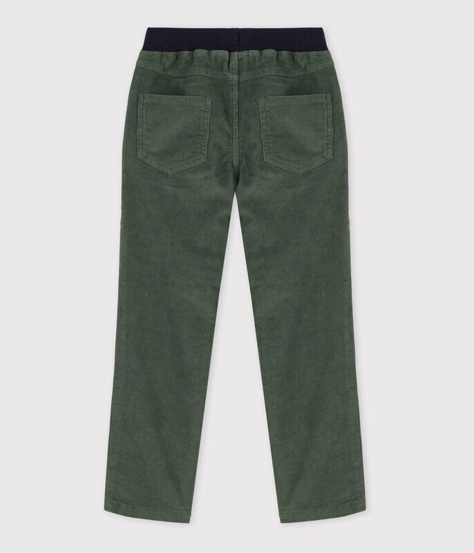 Pantalon droit en velours côtelé  moyen enfant fille / garçon Petit Bateau couleur vert vallée
