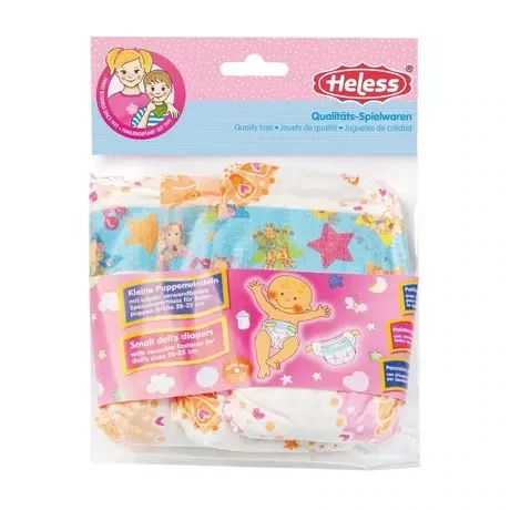 Langes pour poupée 3 pièces, fermeture velcro (pampers, couches), avec logo spiel gut recommandé