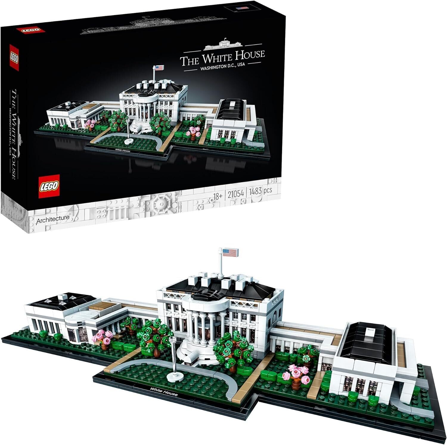 LEGO 21054 Architecture La Maison Blanche, Ensemble de Construction Landmark, Modèle de Collection et d&#39;Exposition pour Adultes