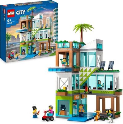 LEGO 60365 City L’Immeuble d’Habitation, Maquette Modulaire avec Chambres, Magasin, Jouet de Vélo et 6 Minifigurines, Cadeau pour Enfants, Garçons, Filles Dès 6 Ans