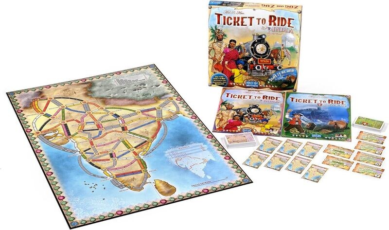 Days of Wonder - Les Aventuriers du Rail : Inde + Suisse - Version Française - Jeu de Société pour Enfants dès 8 ans - 2 à 4 Joueurs - Jeu de Réflexion et Stratégie