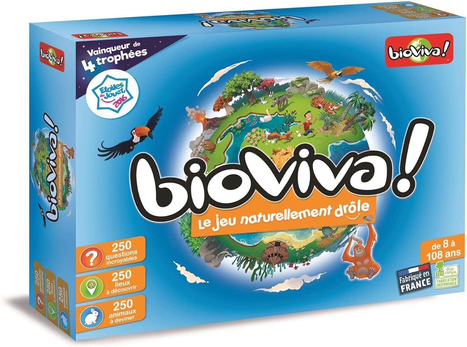 Bioviva - Le Jeu - Découvrez les merveilles de la nature et affrontez les autres joueurs dans 3 épreuves différentes - Jeu de plateau 2 à 4 joueurs dès 5 ans - Fabriqué en France