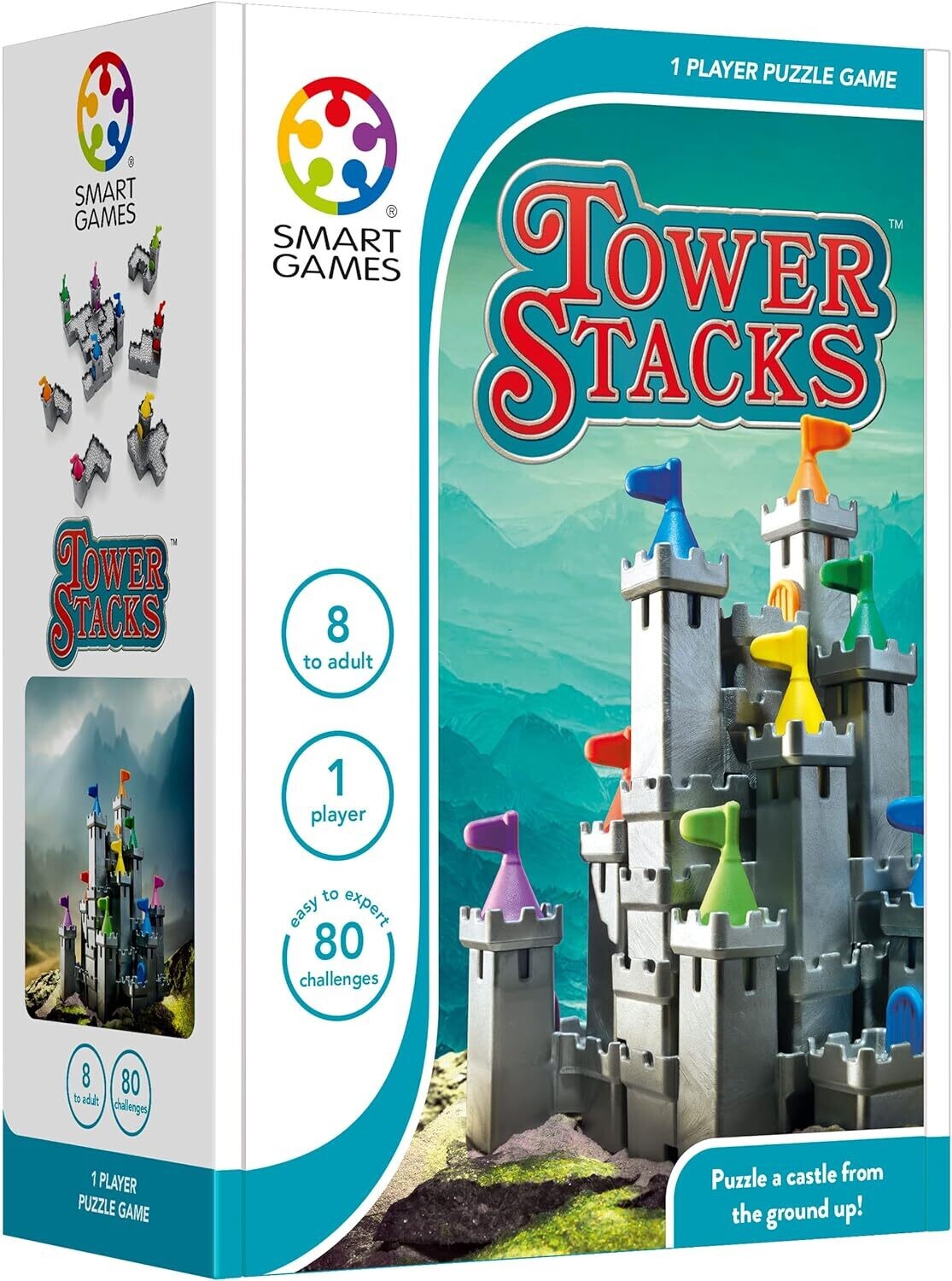 SmartGames - Tower Stacks, jeu de puzzle avec 80 défis, 8 ans et plus