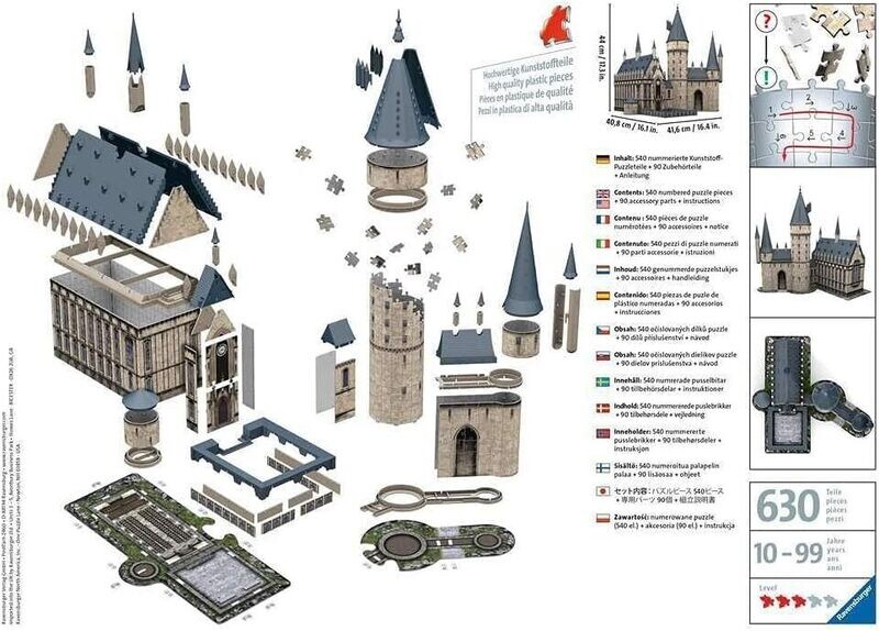 Ravensburger - Puzzle 3D Building - Château de Poudlard - La Grande Salle / Harry Potter - A partir de 10 ans