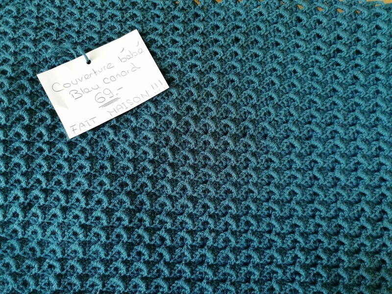 Petite couverture couleur Bleu Canard FAIT MAISON!!!