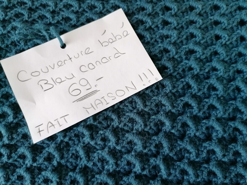 Petite couverture couleur Bleu Canard FAIT MAISON!!!