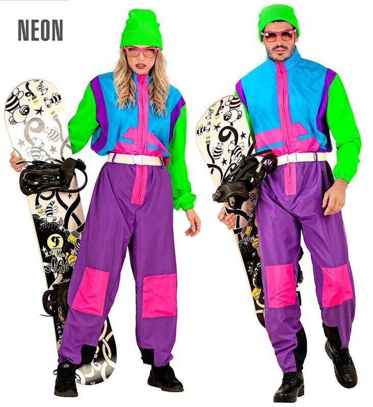 Costume de Snowboard, combi. de  sport, néon (déguisement) pour carnaval, soirée à thème, anniversaire, etc.