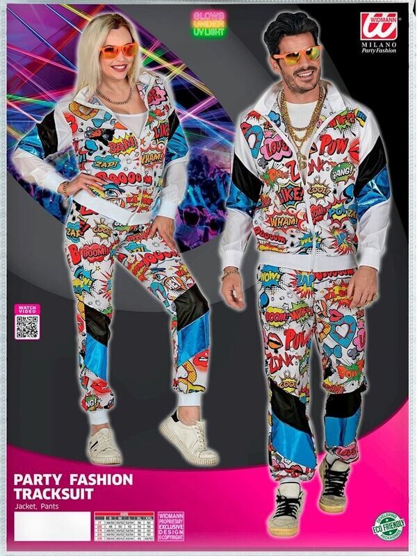 Costume Combinaison de Sport 2 pièces, imprimé, néon (déguisement) pour Carnaval, anniversaire, soirée à thème, etc.